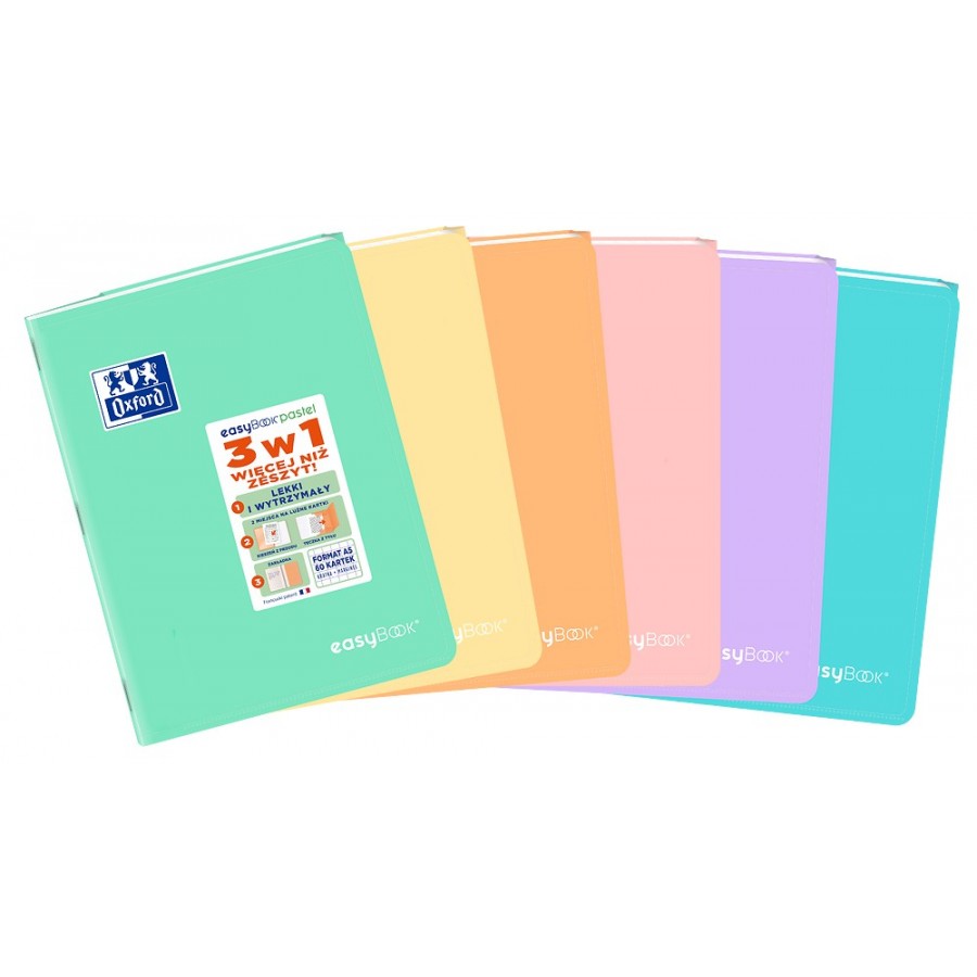 ZESZYT OXFORD EASYBOOK PASTEL A5/60K KRATKA Z MARGINESEM