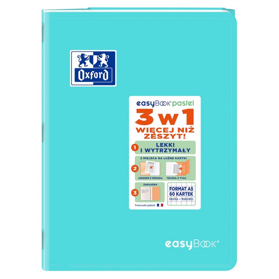 ZESZYT OXFORD EASYBOOK PASTEL A5/60K KRATKA Z MARGINESEM