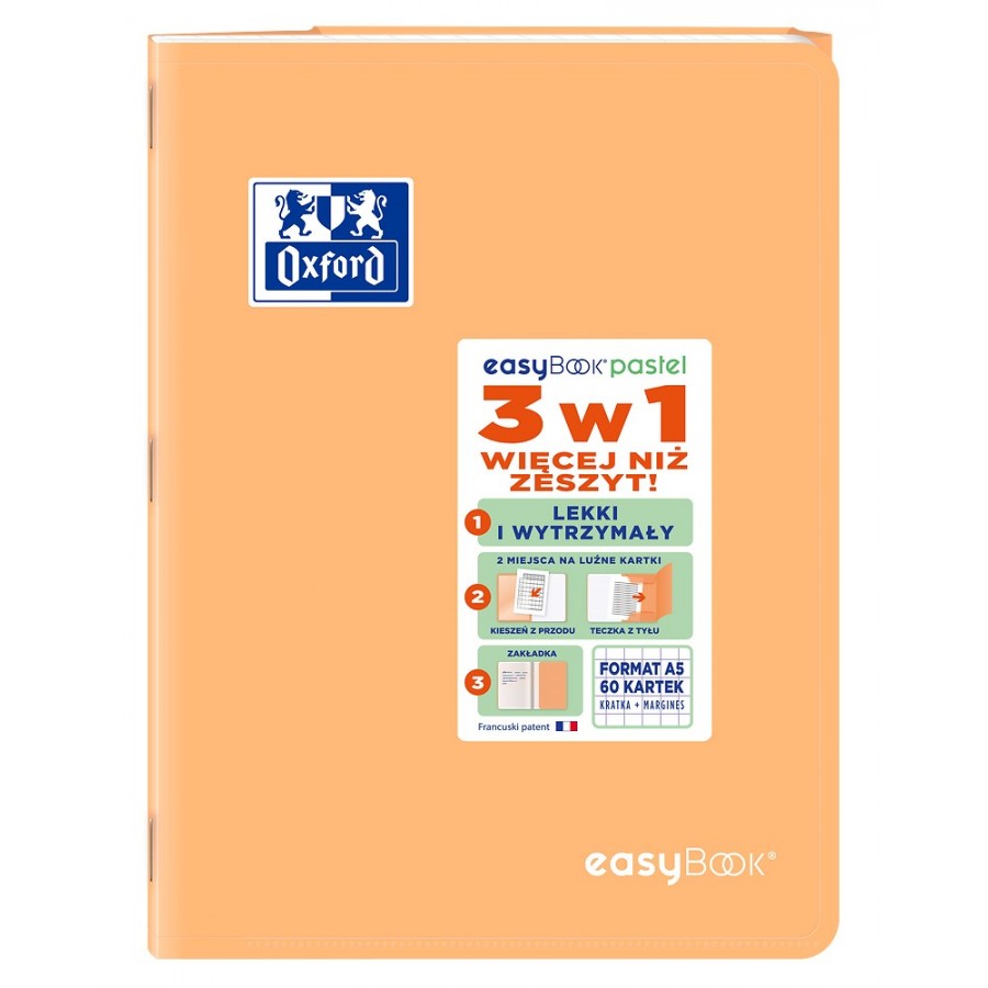 ZESZYT OXFORD EASYBOOK PASTEL A5/60K KRATKA Z MARGINESEM