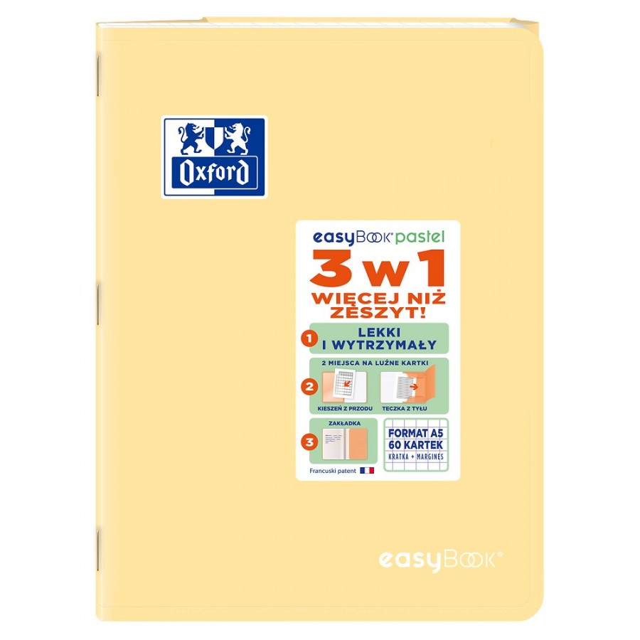 ZESZYT OXFORD EASYBOOK PASTEL A5/60K KRATKA Z MARGINESEM