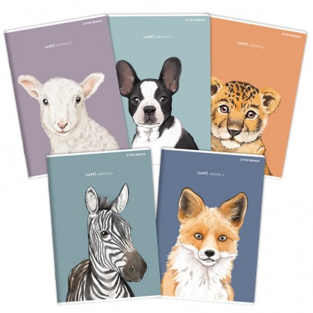Zeszyt w kratkę z marginesem A5 TOP-2000 SWEET ANIMAL 80 kartek