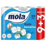 Papier toaletowy 2-warstwowy 12 rolek Mola Biała Bawełna