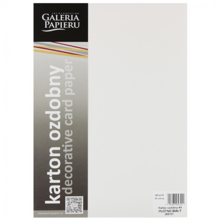 Karton Wizytówkowy A4 20 arkuszy 240G/m2, Płótno Biały