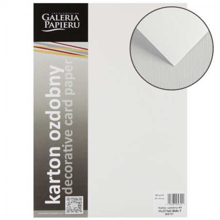 Karton Wizytówkowy A4 20 arkuszy 240G/m2, Płótno Biały