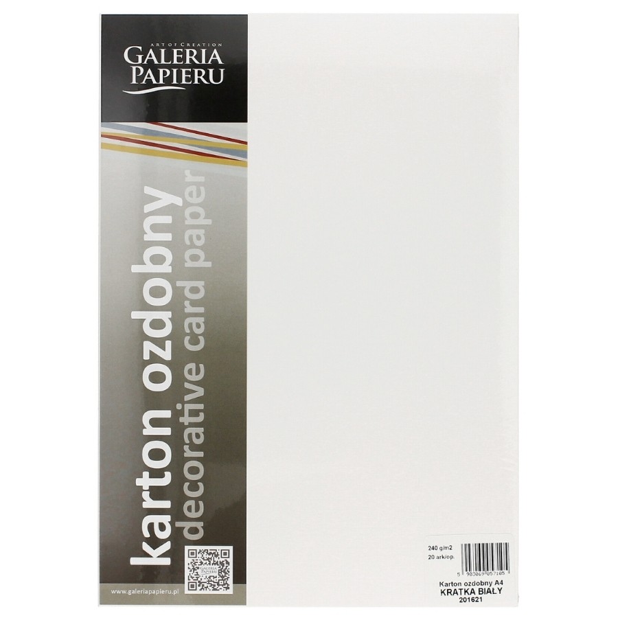 Karton Wizytówkowy A4 20 arkuszy 240G/m2, Kratka Biały