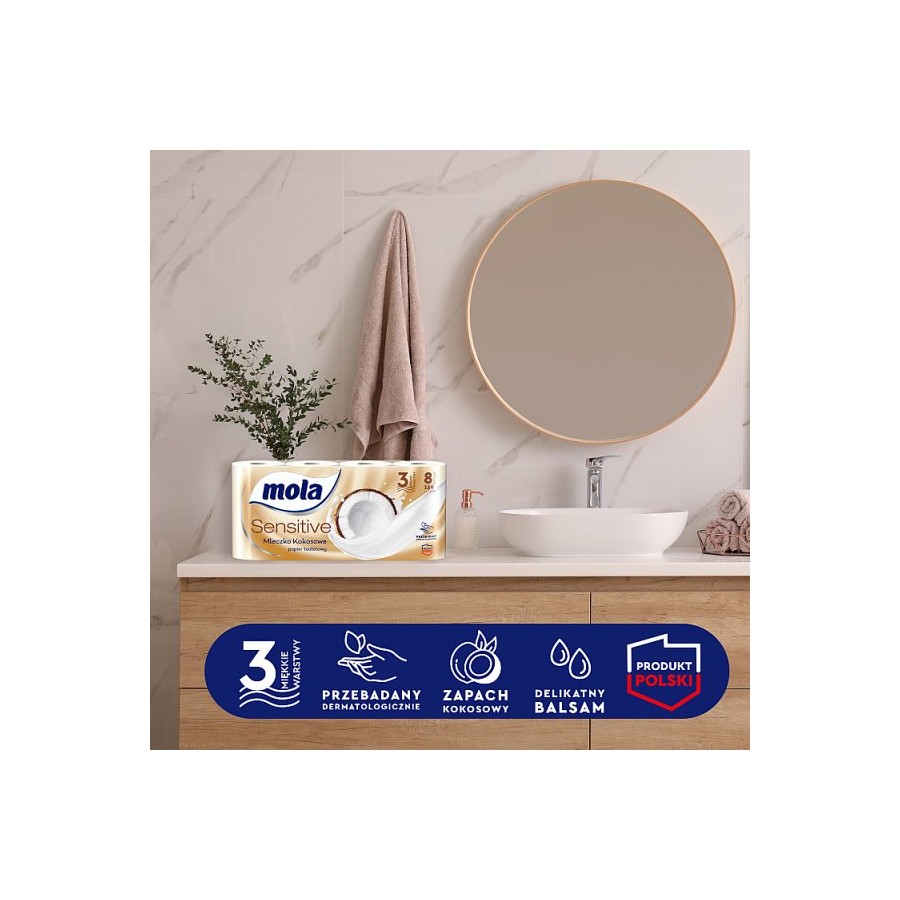 Mola SENSITIVE Papier toaletowy Mleczko Kokosowe - 8 pak