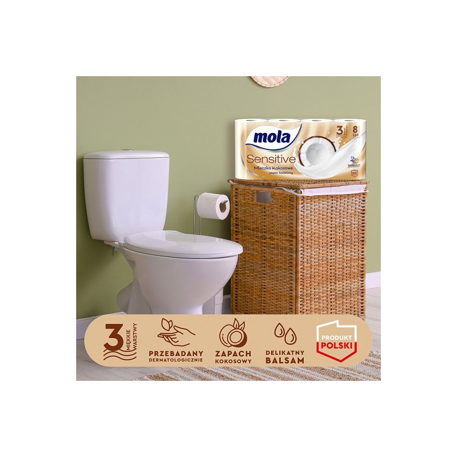 Mola SENSITIVE Papier toaletowy Mleczko Kokosowe - 8 pak