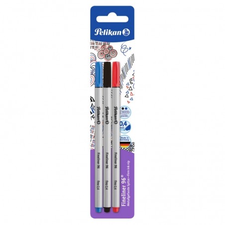 CIENKOPIS PELIKAN FINELINER 96 0,4 MM MIX KOLOR BL3