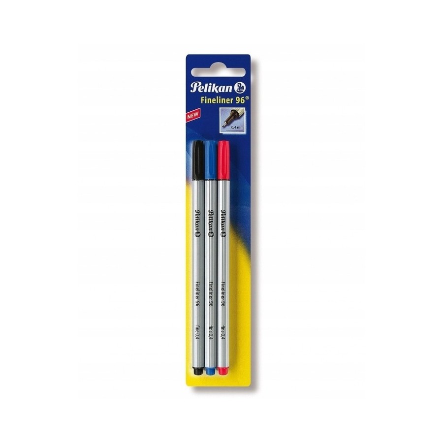Cienkopis Pelikan Fineliner 96 czarny 0,4mm 3 kolory
