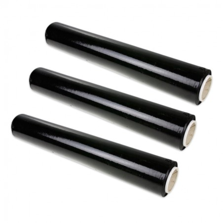 Folia stretch 50cm 23mic 1,65kg netto czarna - ZESTAW 3 szt
