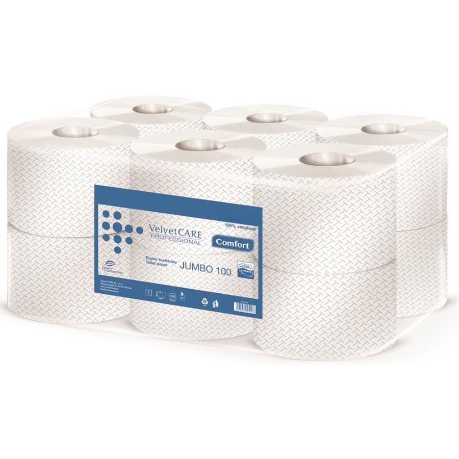 PAPIER TOALETOWY CELULOZOWY VELVET PROFESSIONAL JUMBO 2-WARSTWOWY 100M 12 szt