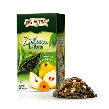 Herbata zielona liściasta z dodatkiem owoców pigwy