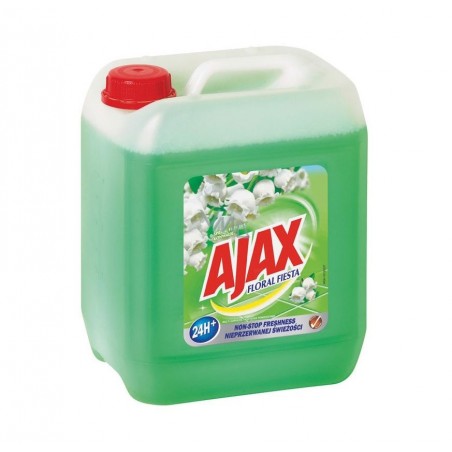 Zielona butelka płynu uniwersalnego do mycia Ajax Floral Fiesta.