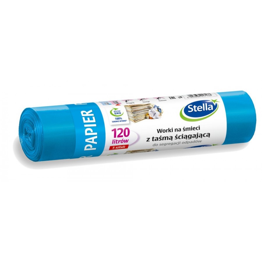 Worki-do-segregacji-odpadow-120L-5szt-niebieskie-z-taśma-PAPIER-Stella