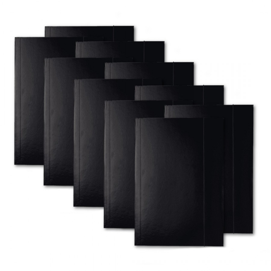Zestaw-10-Szt-Teczka-A4-Z-Gumka-Esselte-Lakierowana-Czarna