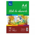 Blok do Malowania Farbami Akwarelowymi A4 190 g/m2 12 arkuszy
