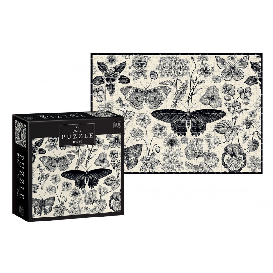 Puzzle-500-elementow-Motyl-Interdruk-Flowers